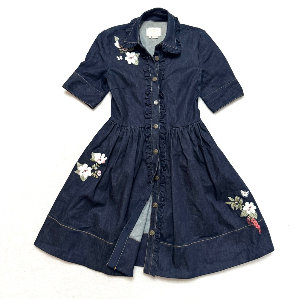 Kate Spade Navy Floral Embroidered Dress